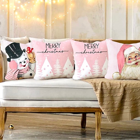 New Pink Christmas “Merry Christmas” Accent Pillow Cover - Picture 5 of 8